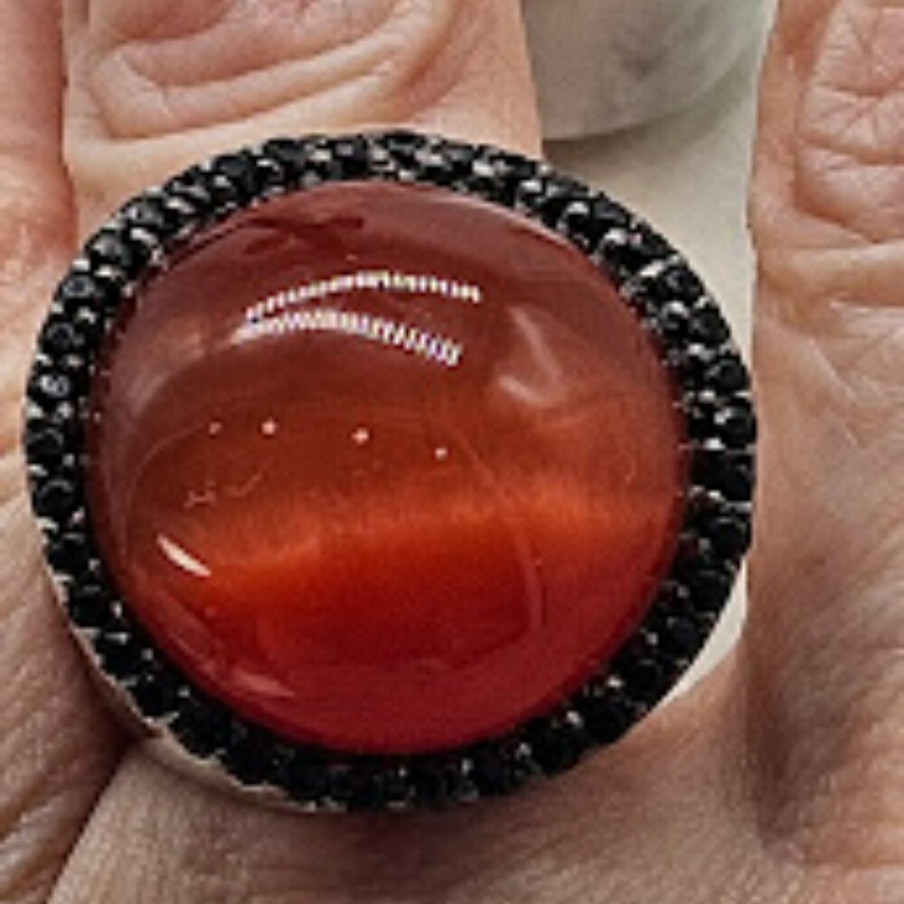 Designer silver  ring tiger eye crystals
